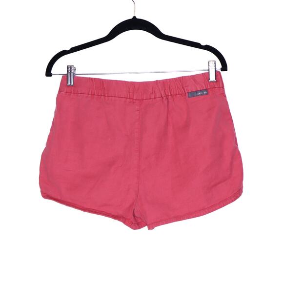 LEVEL99 Helen Trouser Shorts Coral Red Linen Blend Back Elastic Waist Women's 27 - Picture 3 of 10